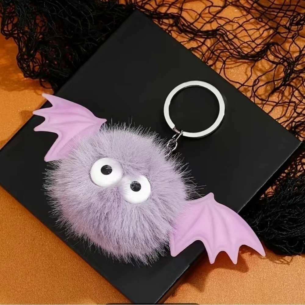 3 For $35 Adorable Powder Purple Fuzzy Sprite Bat Keychain/ Handbag Charm